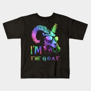 I'm The GOAT Cool and Funny Music Animal with Headphones and Sunglasses. Kids T-Shirt